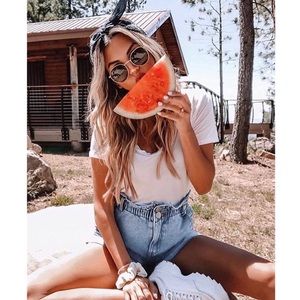 ❤️NWOT Denim jean shorts elastic waist pockets size small